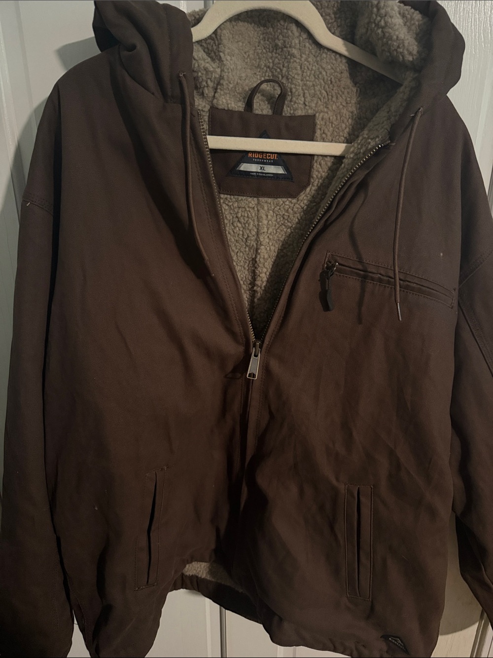 Men's Hooded Sherpa-Lined Jacket in Dark Brown